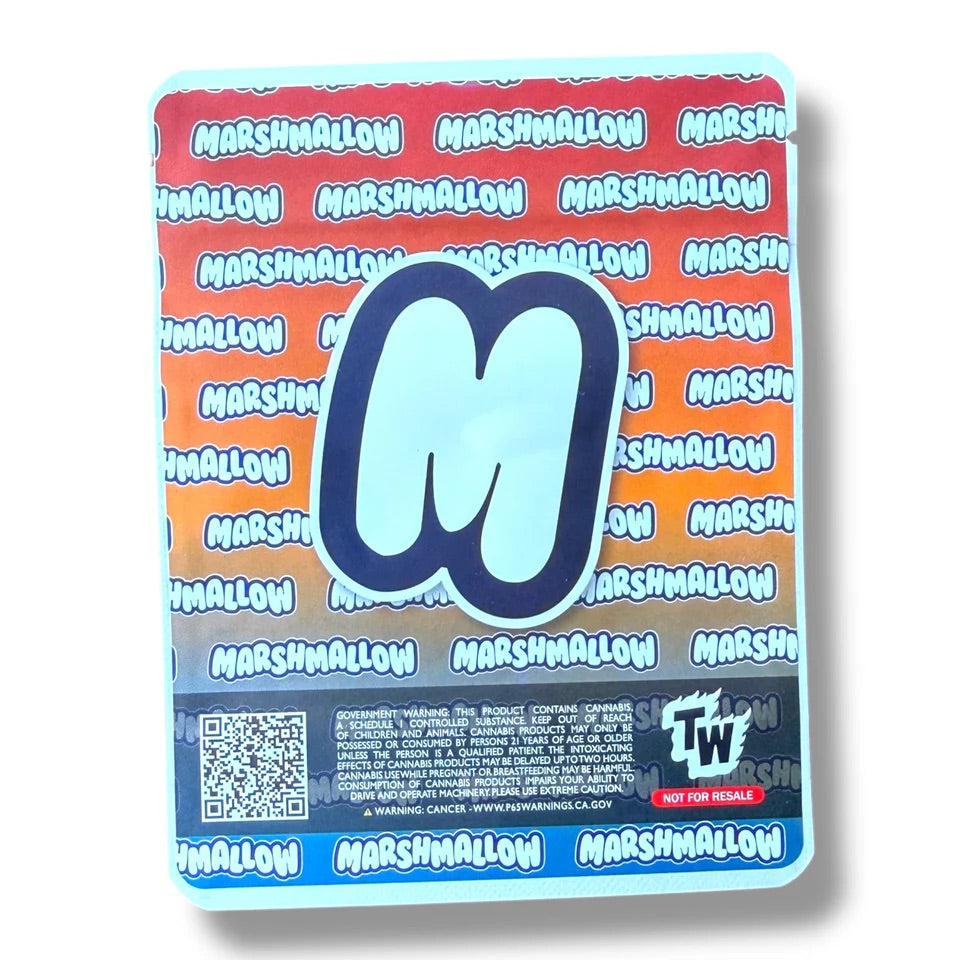 Blood Orange Marshmallow Mylar  Bags 3.5G -With stickers and label