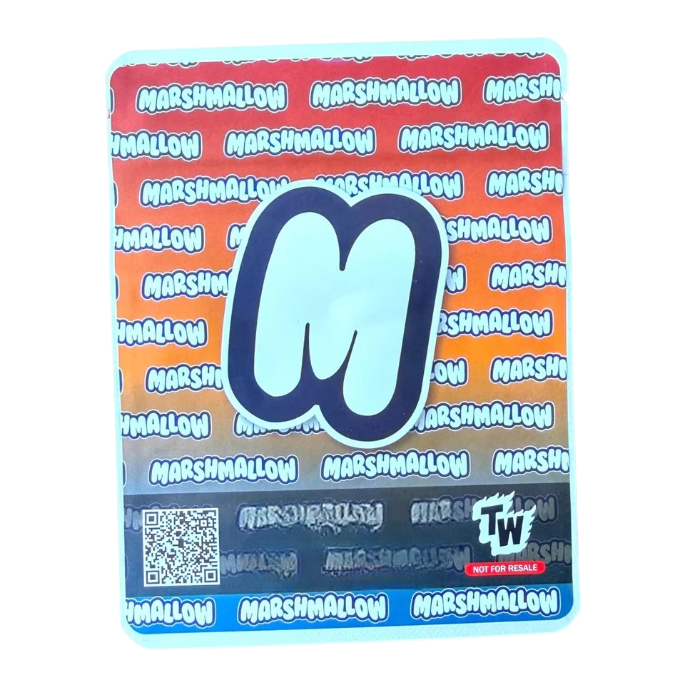 Blood Orange Marshmallow Mylar  Bags 3.5G -With stickers and label