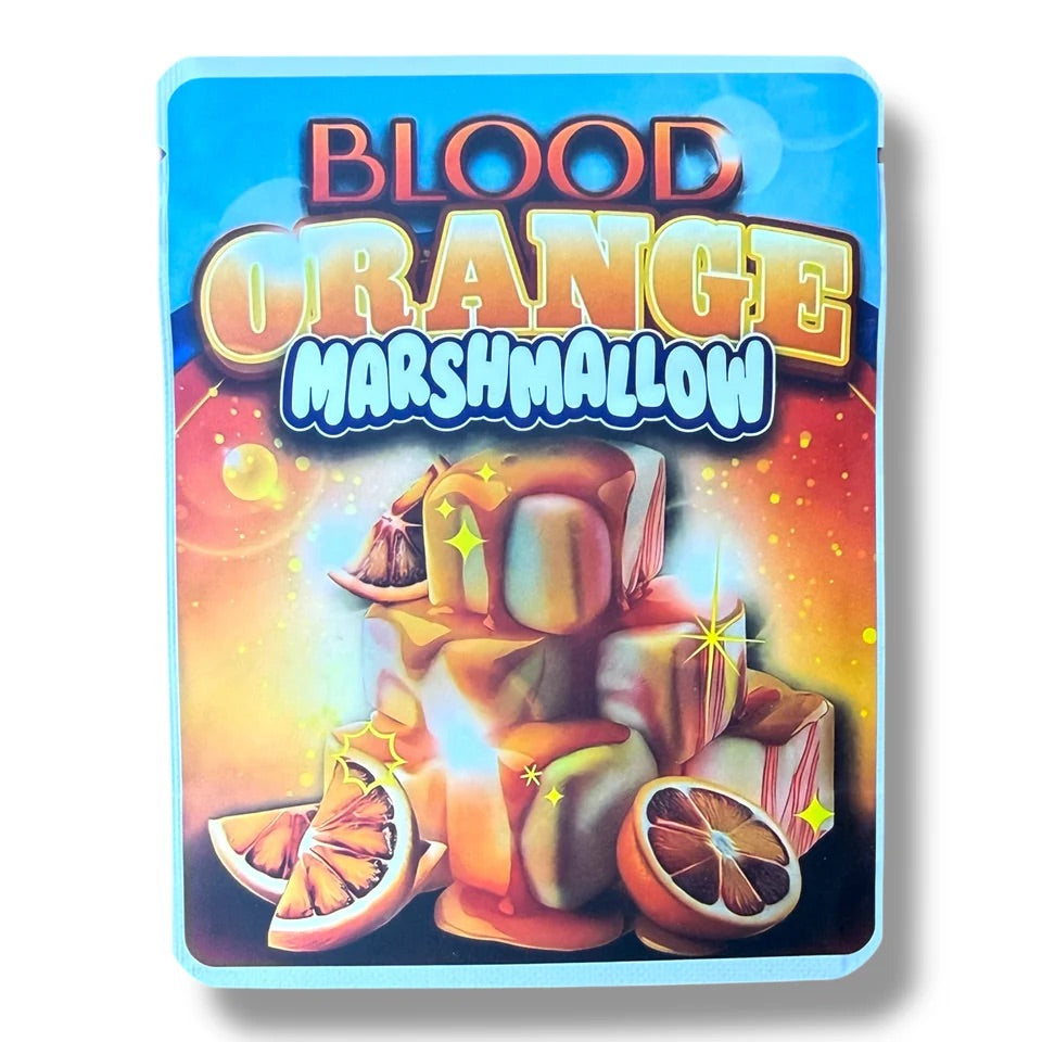 Blood Orange Marshmallow Mylar  Bags 3.5G -With stickers and label