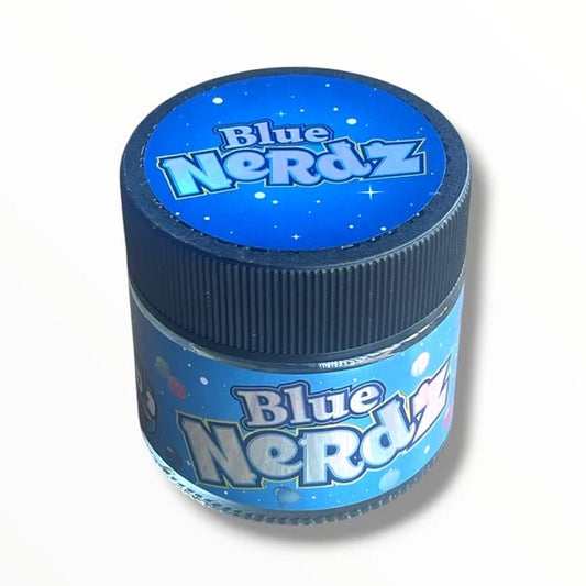 Blue Nerdz  3.5g Glass Jars with Holographic Sticker Labels 