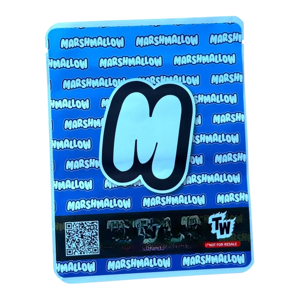 Blueberries and Cream Marshmallow Mylar  Bags 3.5G -With stickers and label