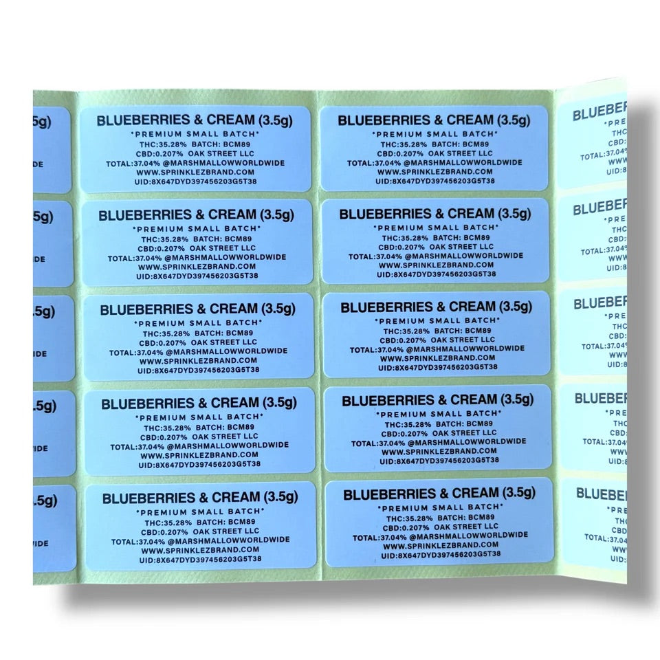 Blueberries and Cream Marshmallow Mylar  Bags 3.5G -With stickers and labels