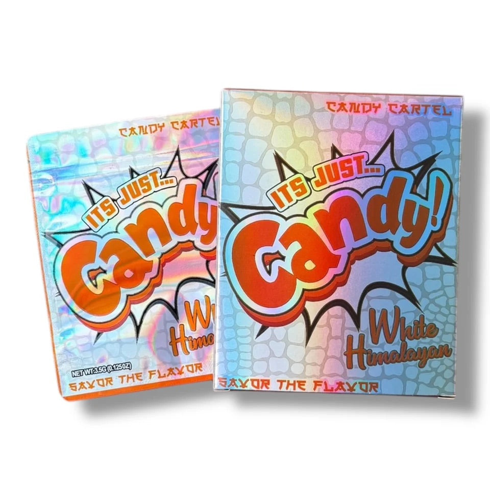 Candy White Himalayan Mylar Bag with Box 3.5 Grams