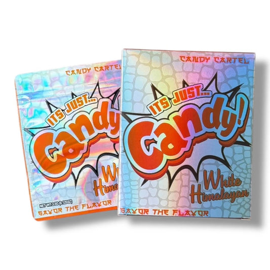 Candy White Himalayan Mylar Bag with Box 3.5 Grams