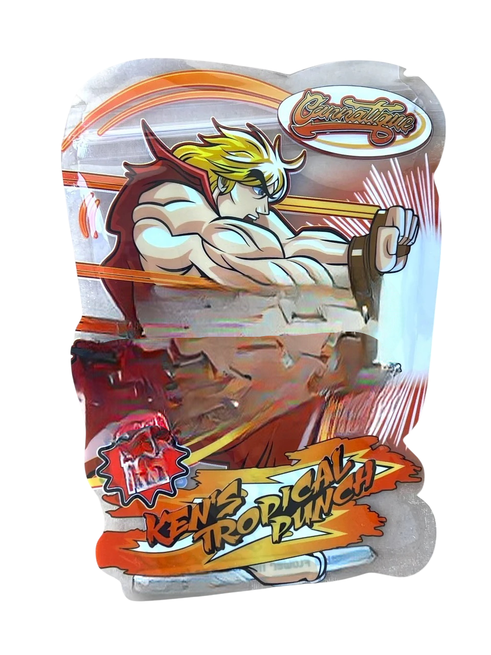 Cannatique Street Fighter Kens Tropical Punch Mylar Bag 3.5g Transparent shape bag
