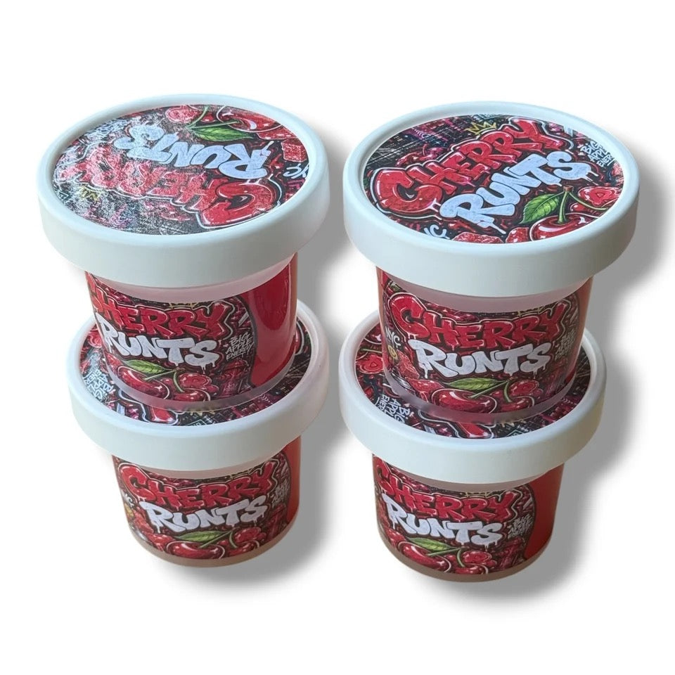 Cherry Runts Ice Cream Jars Plastic Container 3.5 Grams