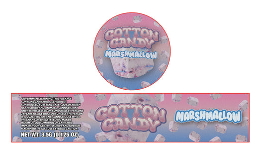 Cotton Candy 3.5g Glass Jar Holographic Labeling/Stickers 