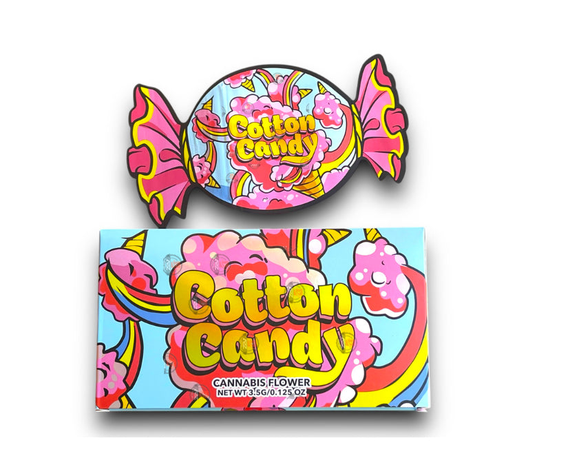 Cotton Candy Mylar Bags with Boxes 3.5g Box Packaging Holographic