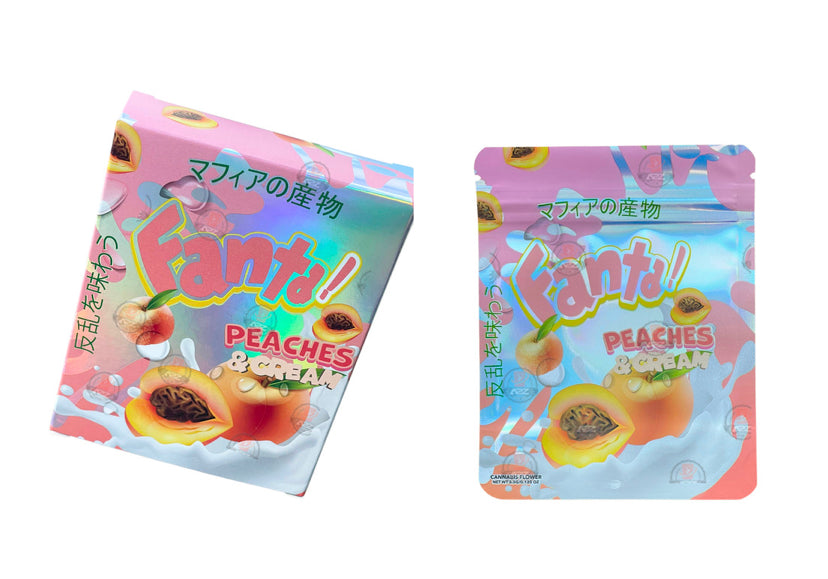 Fanta Peaches & Cream Mylar Bags with Boxes 3.5g Box Packaging Holographic