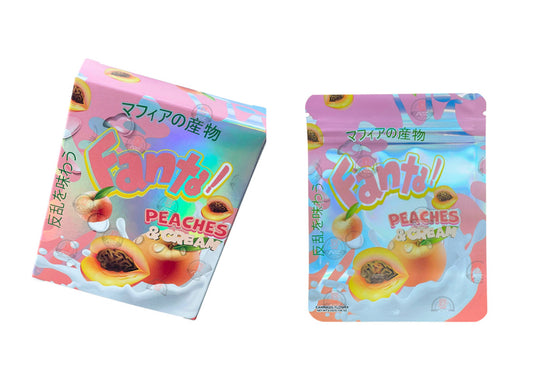 Fanta Peaches & Cream Mylar Bags with Boxes 3.5g Box Packaging Holographic