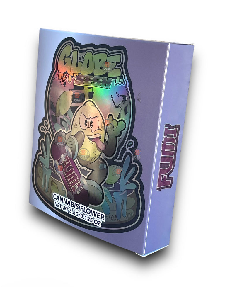 Fumi Globe Sesh Mylar Bags with Boxes 3.5g Box Packaging Holographic