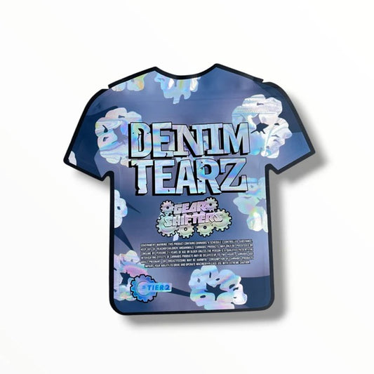 Gear Shifters Denim Tearz Blue T-Shirt Tier 2 Mylar Bag 3.5 G