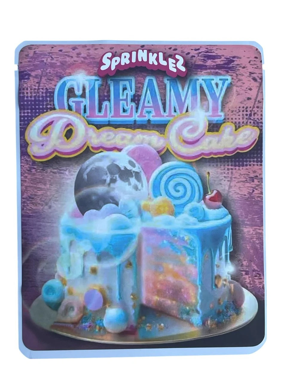Sprinklez Gleamy Dream Cake 3.5G Mylar Bags -With stickers and label