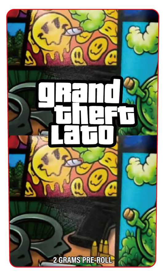 Grand Theft Lato 2 Gram Pre-Roll Holographic Labeling/Stickers Only