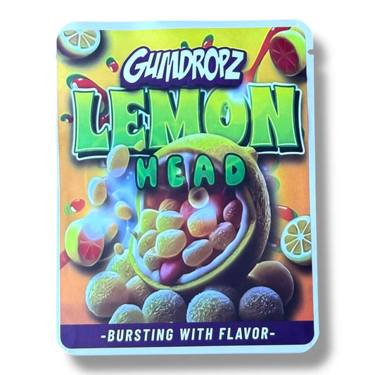 Gumdropz Lemon Head mylar Bags 3.5G -With stickers and label