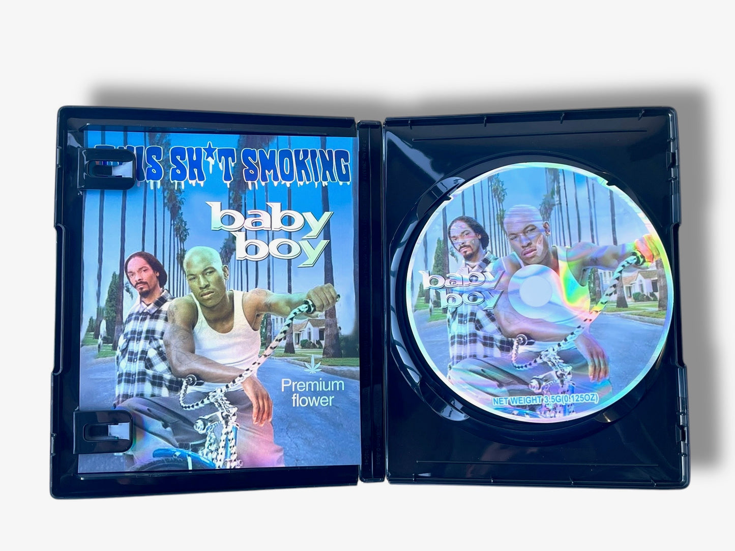 Baby Boy DVD Cases with Mylar bags 3.5g