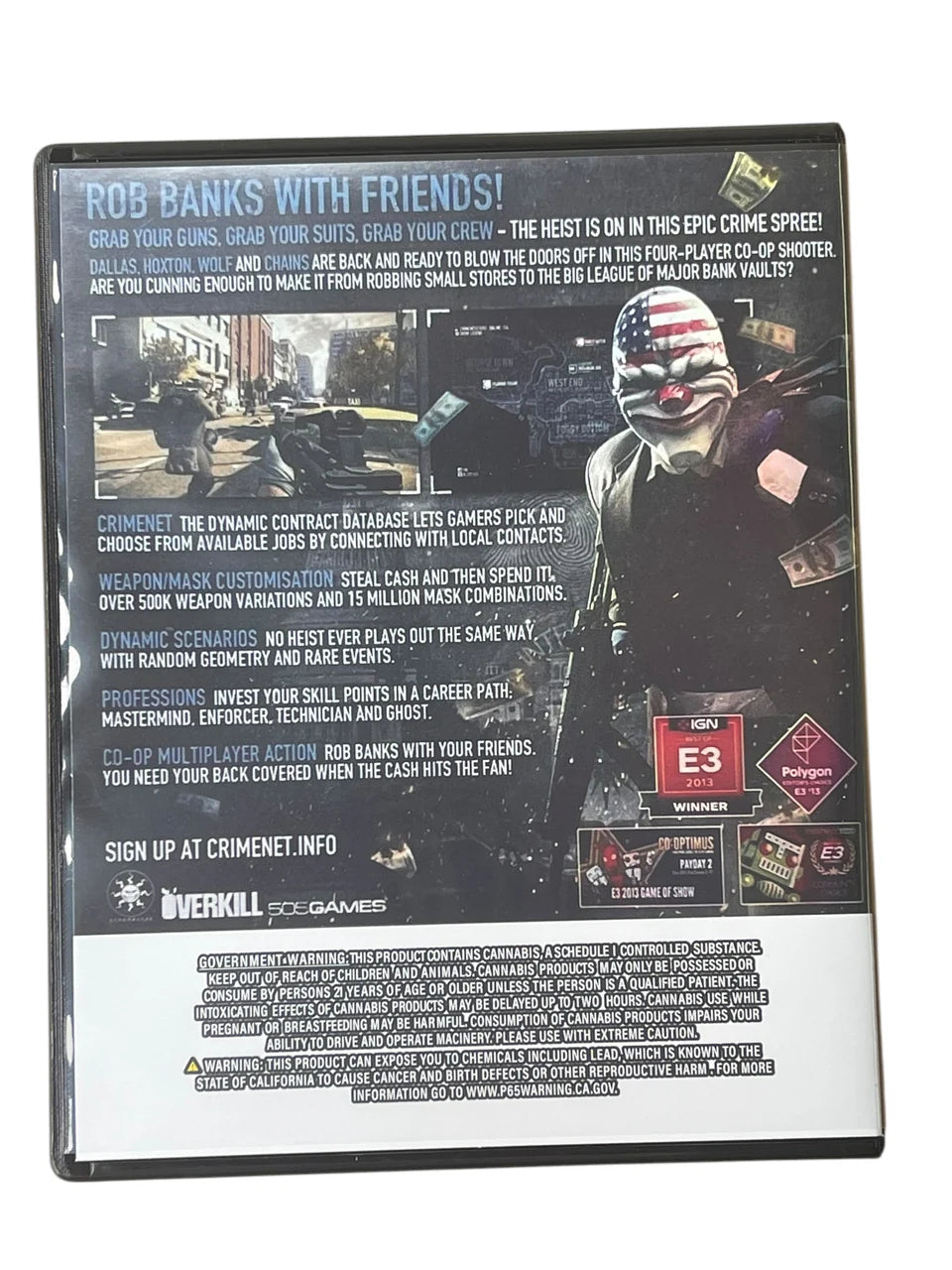 Payday 2 DVD Cases With Mylar Bag 3.5 Grams