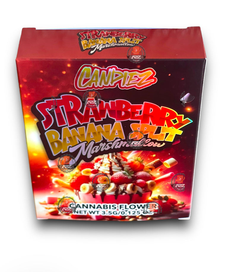 Best Budz Strawberry Banana Split Mylar Bags with Boxes 3.5g Box Packaging Holographic