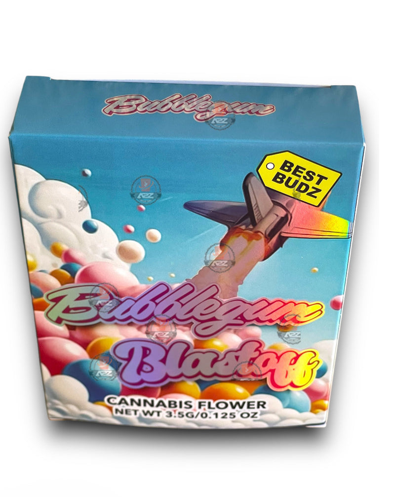 Best Budz Bubblegum Blastoff Mylar Bags with Boxes 3.5g Box Packaging Holographic