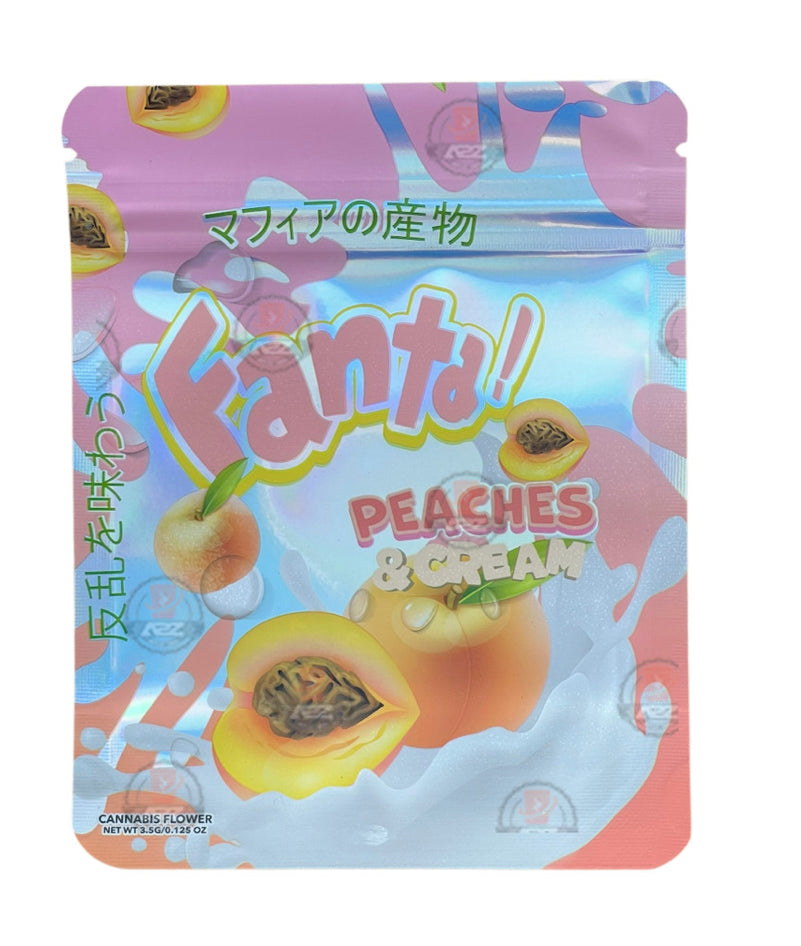 Fanta Peaches & Cream Mylar Bags with Boxes 3.5g Box Packaging Holographic