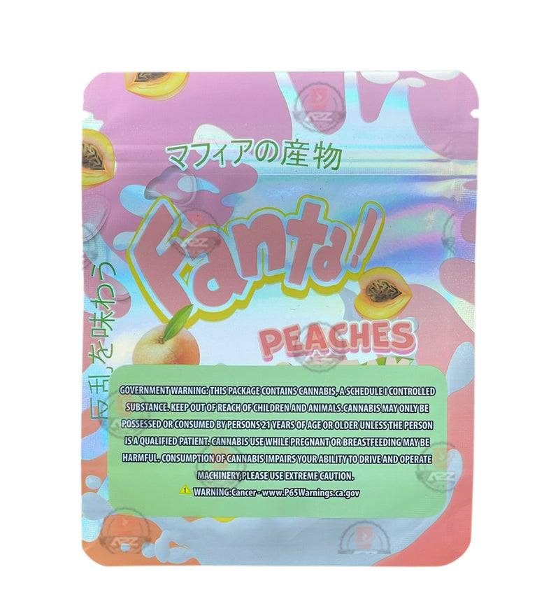 Fanta Peaches & Cream Mylar Bags with Boxes 3.5g Box Packaging Holographic