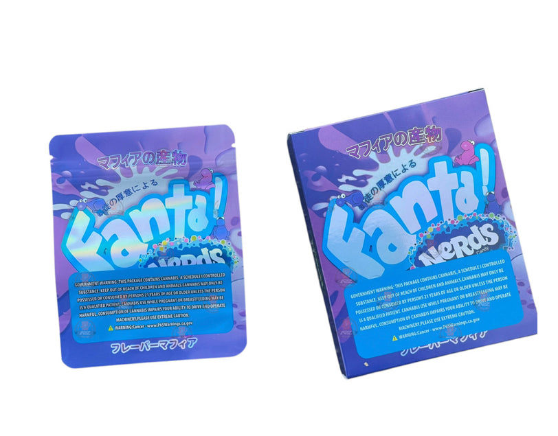 Fanta Nerds Candy Mylar Bags with Boxes 3.5g Box Packaging Holographic