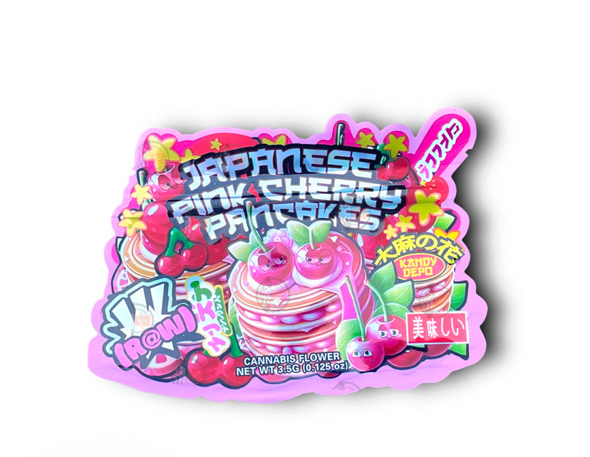 Kandy Depo Japanese Pink Cherry Pancakes Mylar Bags with Boxes 3.5g Box Packaging Holographic