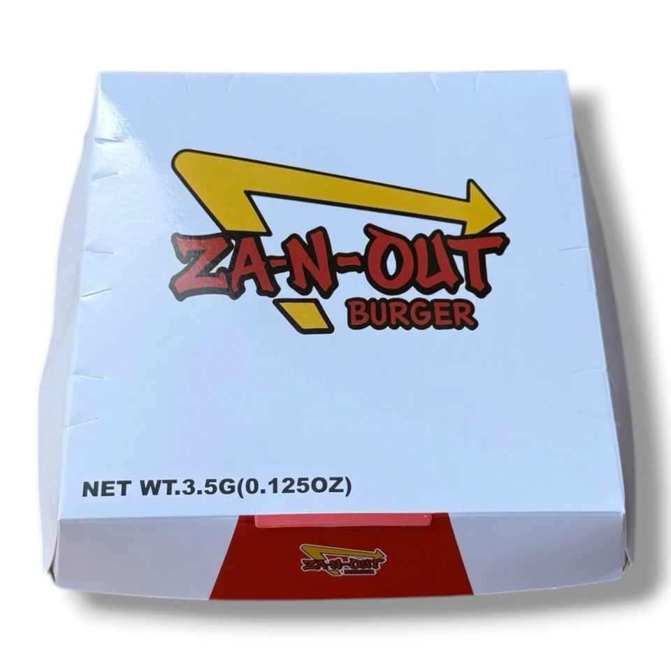 ZA-N-OUT BURGER MYLAR BAGS WITH BOXES 3.5G BOX PACKAGING