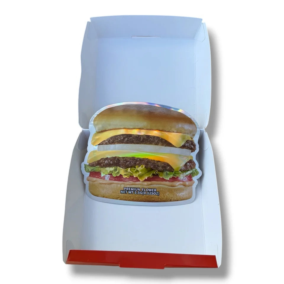 ZA-N-OUT BURGER MYLAR BAGS WITH BOXES 3.5G BOX PACKAGING