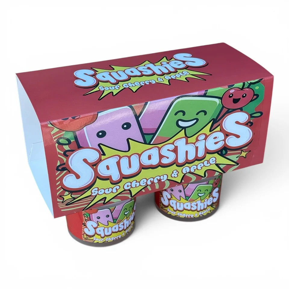 Squashies Sour Cherry Apple Ice Cream Jars Plastic Container 3.5 Grams