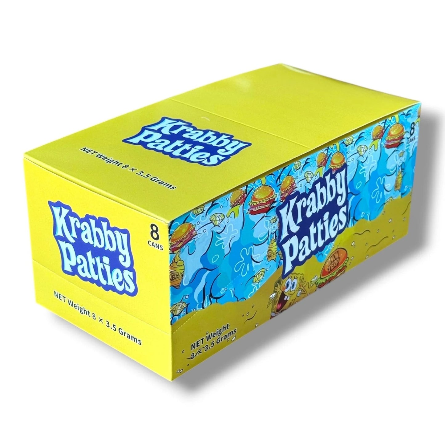 KRABBY PATTIES 3.5G CANS - 8 CANS IN BOX
