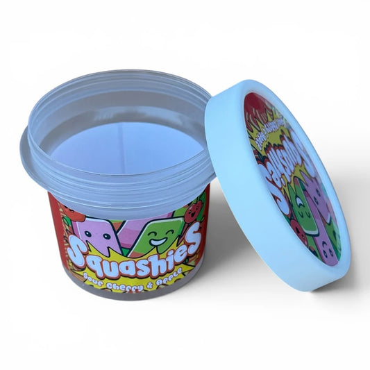 Squashies Sour Cherry Apple Ice Cream Jars Plastic Container 3.5 Grams