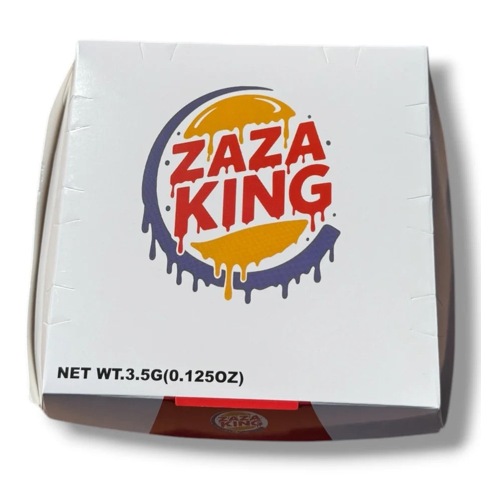 ZAZA KING DOUBLE ZOOPER MYLAR BAGS WITH BOXES 3.5G BOX PACKAGING BURGER BOX