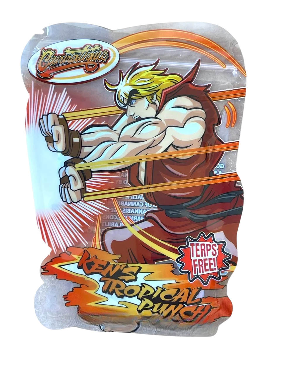 Cannatique Street Fighter Kens Tropical Punch Mylar Bag 3.5g Transparent shape bag