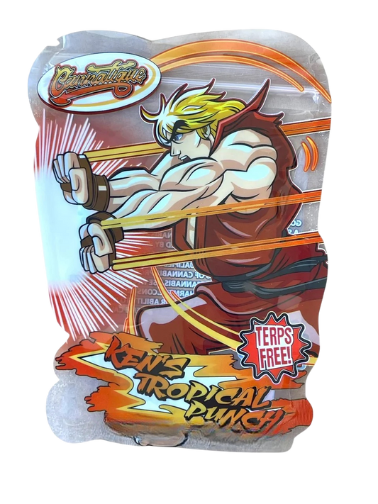 Cannatique Street Fighter Kens Tropical Punch Mylar Bag 3.5g Transparent shape bag
