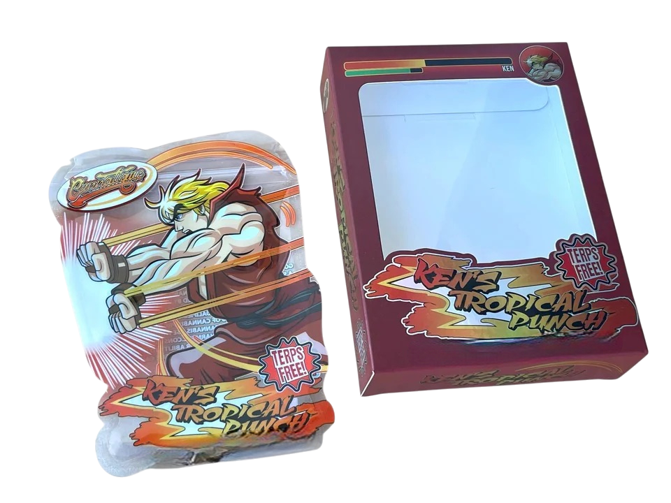 Cannatique Street Fighter Kens Tropical Punch Mylar Bags with Boxes 3.5g Box Packaging Transparent box and bag