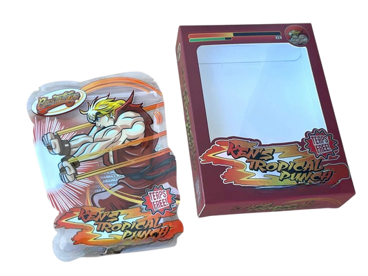 Cannatique Street Fighter Kens Tropical Punch Mylar Bags with Boxes 3.5g Box Packaging Transparent box and bag