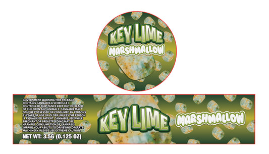 Keylime Marshmallow 3.5g Glass Jar Holographic Labeling/Stickers Only 