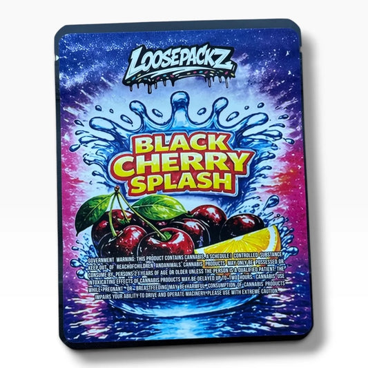 Loosepackz Black Cherry Splash (Soft Sticker) With Stickers and Labels Mylar Bag 3.5 Gram