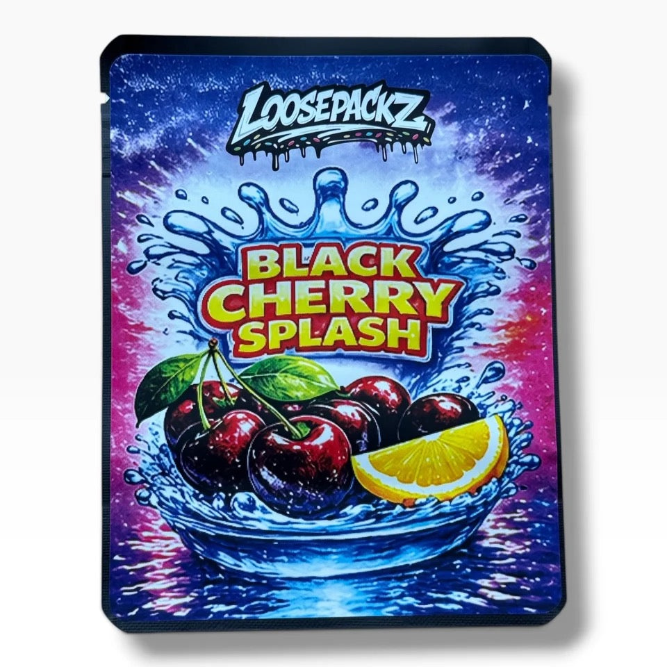 Loosepackz Black Cherry Splash (Soft Sticker) With Stickers and Labels Mylar Bag 3.5 Grams