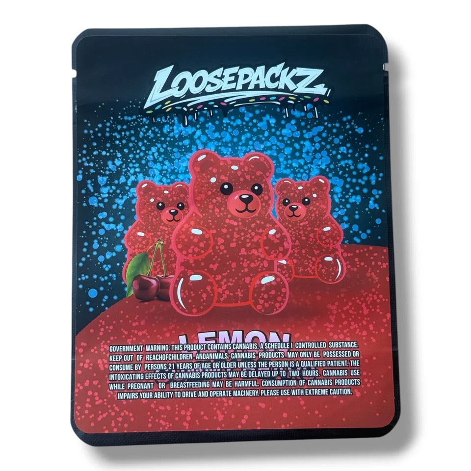 Loosepackz Cherry Gummy Bears (Soft Sticker) Mylar Bag 3.5 G