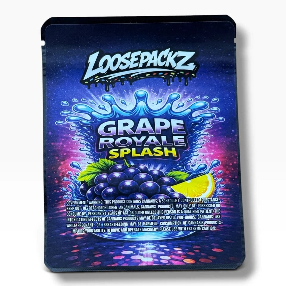 Loosepackz Grape Royal Splash (Soft Sticker) With Stickers and Labels Mylar Bag 3.5 Gram