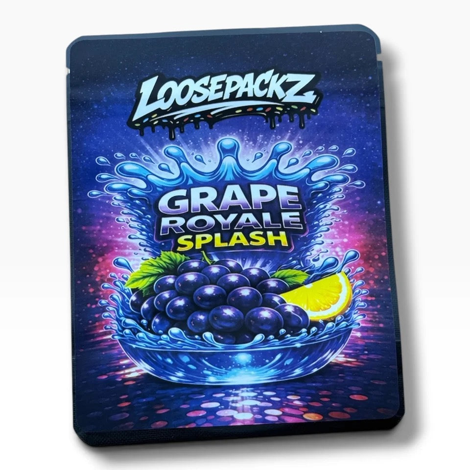 Loosepackz Grape Royal Splash (Soft Sticker) With Stickers and Labels Mylar Bag 3.5 Grams