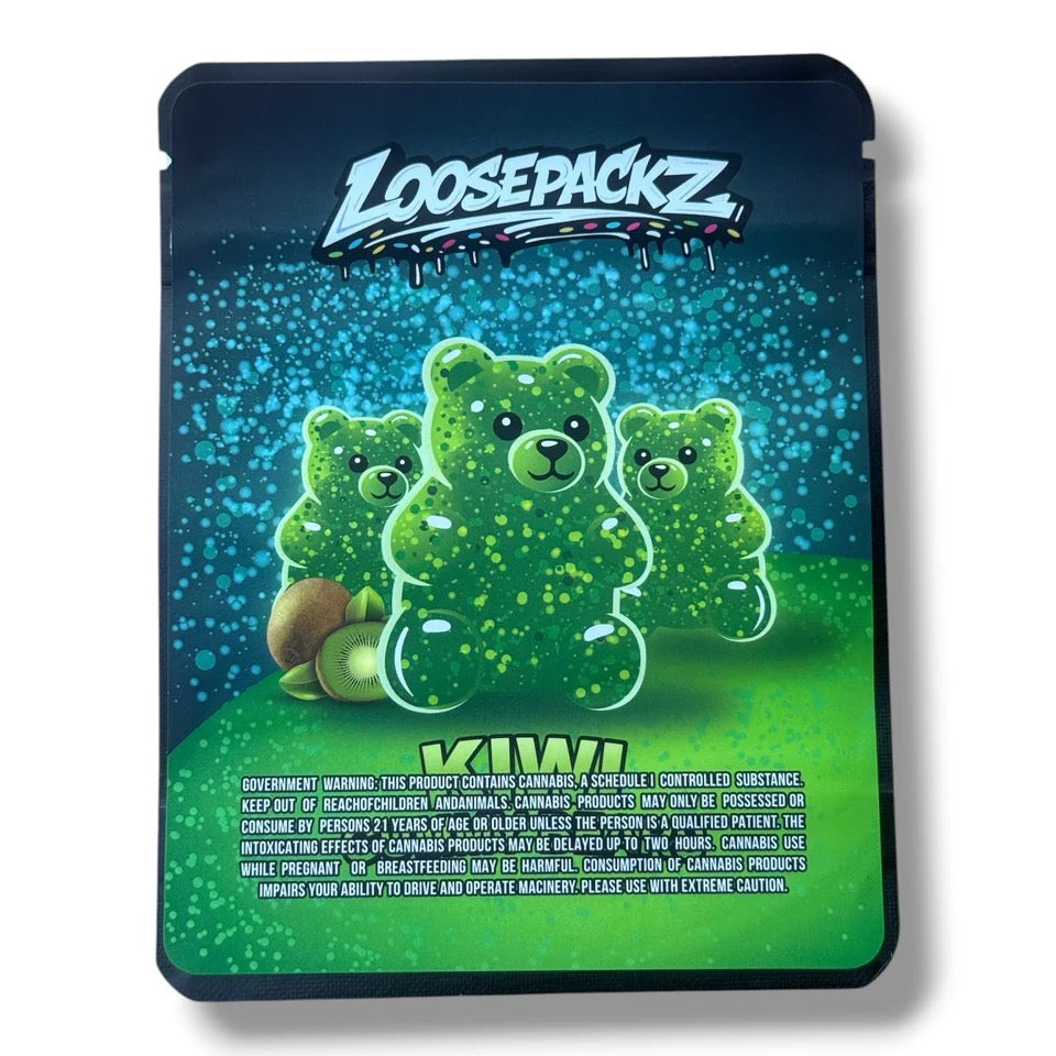 Loosepackz Kiwi Gummy Bears (Soft Sticker) Mylar Bag 3.5 G