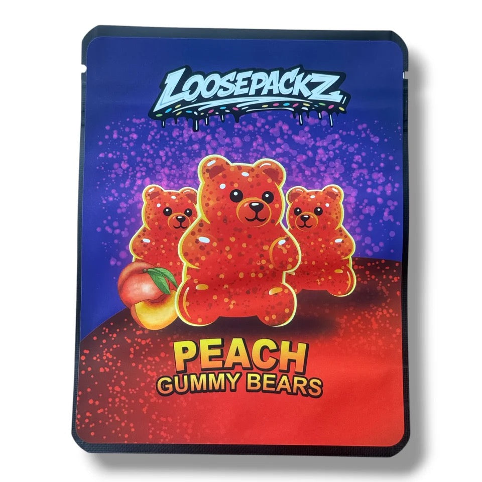 Loosepackz Peach Gummy Bears (Soft Sticker) Mylar Bag 3.5 Grams