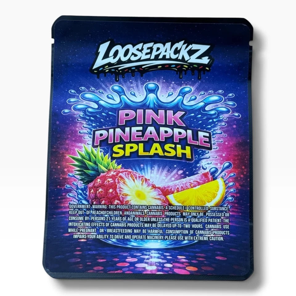 Loosepackz Pink Pineapple Splash (Soft Sticker) With Stickers and Labels Mylar Bag 3.5 Gram