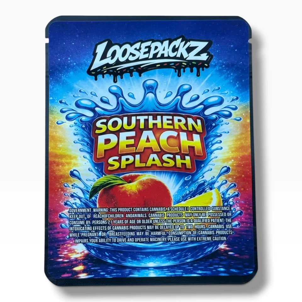 Loosepackz Southern Peach Splash (Soft Sticker) With Stickers and Labels Mylar Bag 3.5 G