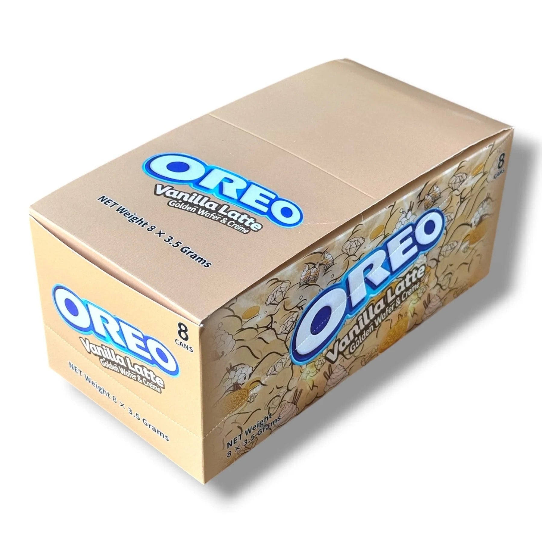 OREO VANILLA LATTE GOLDEN WAFER & CREME 3.5G CANS 
