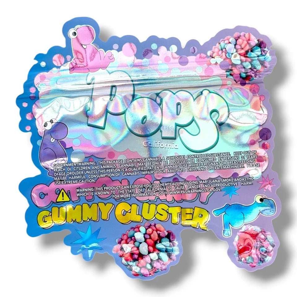 Pops Cotton Candy Gummy Clusters Mylar Bag 3.5 G