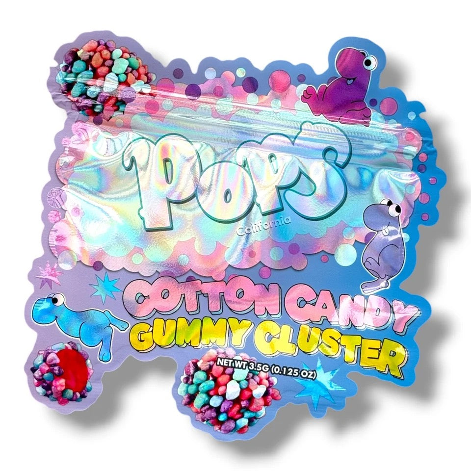 Pops Cotton Candy Gummy Clusters Mylar Bag 3.5 Grams